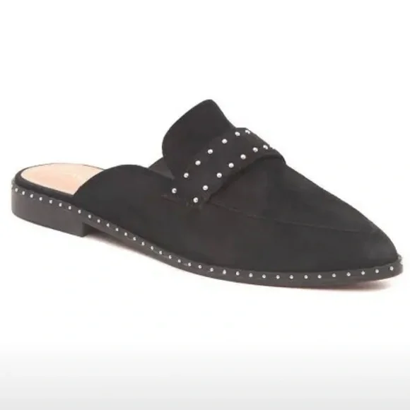 Aldo Stud Keeper Mules Womens Size 6 Slip on Slide Loafer Black Suede Flat - Picture 1 of 9